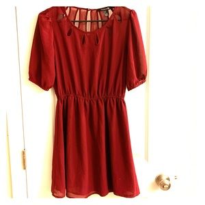 Sheer burgundy dress